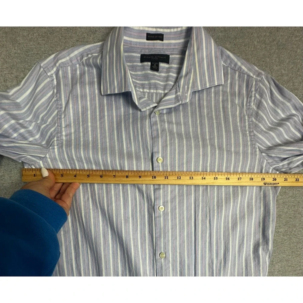 Banana Republic Fitted Dress Shirt Mens M 15-15.5 French Cuff Blue‎ Pink Italy